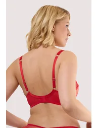 Monica Red Ribbon Slot Lace Bra - 2