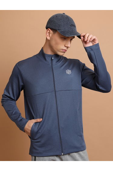 Front Zip Panelled Jacket with Side Pocket