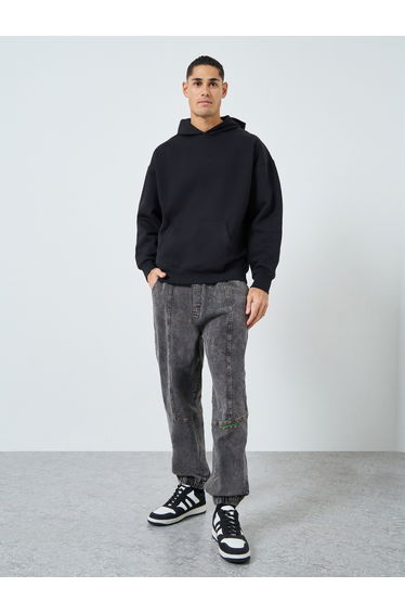 Men Oversized Back Slogan Print Fleece Hoodie