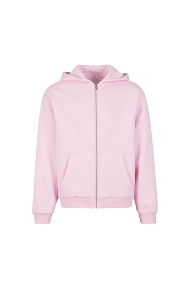Build Your Brand Unisex Adult Fluffy Full Zip Hoodie - Soft Pink
