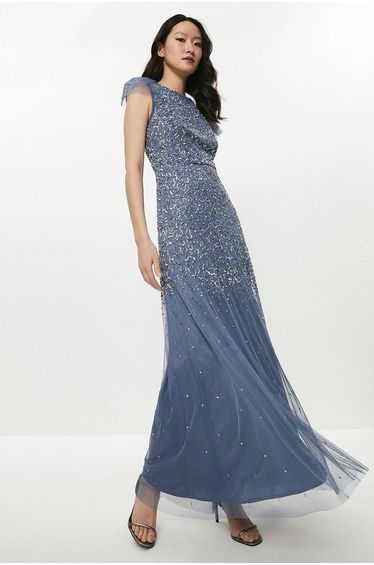 Angel Sleeve Sequin Maxi Dress