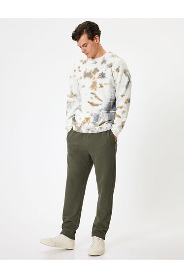 Basic Sweatpants with Waist Tie and Pocket Detail, Cotton