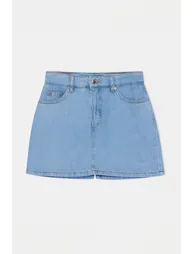 Light Blue 100% Cotton High Waist Denim Shorts Skirt - 1