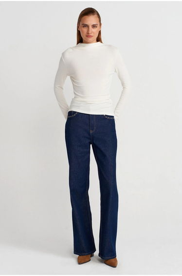 DILVIN Ribbed Slim-Fit Half Turtleneck Blouse