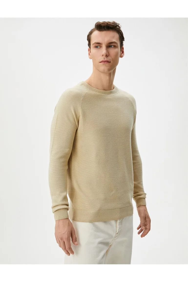 Knitwear Sweater Basic Crew Neck Raglan Sleeve Cotton - 1