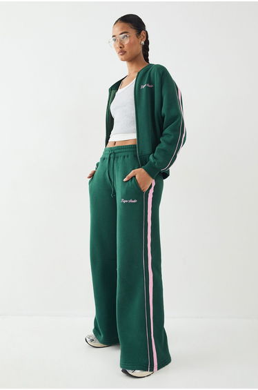 DSGN Studio Embroidered Side Stripe Straight Leg Jogger - green