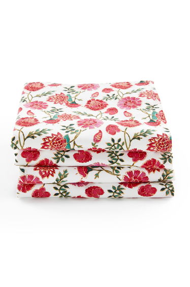 Set of 4 Bhojan Floral 100% Washed Cotton Napkins