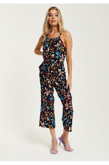 Women's Sleeveless Jumpsuit with Floral Print. product thumbnail 3