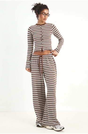 DSGN Studio Stripe Straight Leg Trouser - mocha