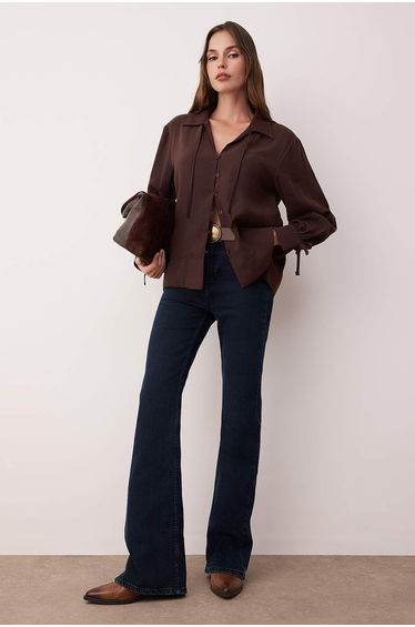 Dark Brown Tie Detail Oversize