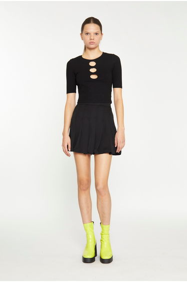 Black Short Sleeve Cut Out Top