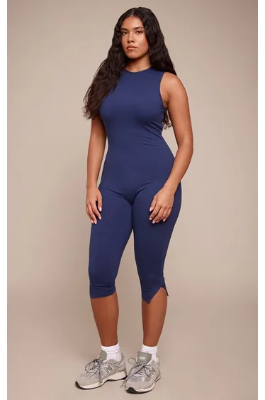 Shape Navy Sculpt High neck sleeveless Capri Jumpsuit