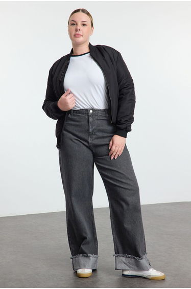 Plus Size Jeans - Gray - Wide leg