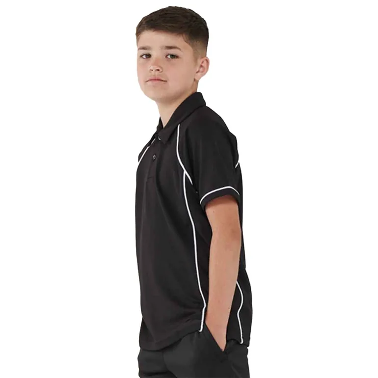 Finden & Hales Childrens/Kids Performance Contrast Piping Polo Shirt - Black/White - 1
