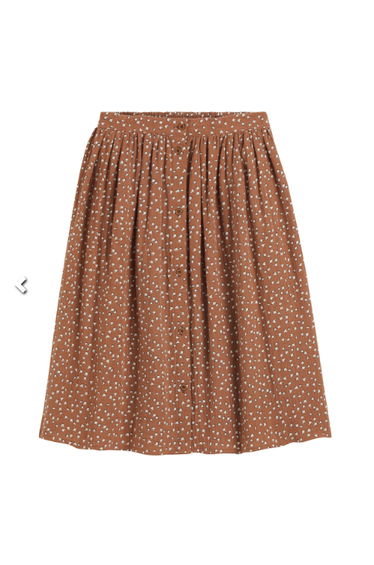 Animal Print Full Skirt in Cotton Muslin