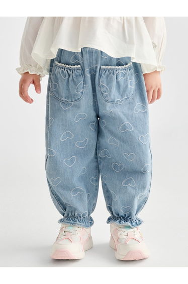 Girls' Denim Pants With Contrast Stitching