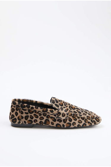 Genuine Leather Multicolor Leopard Printed Li Women's Loafers