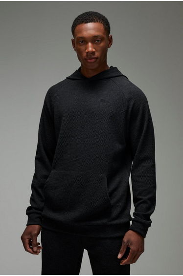 Man Sport Textured Double Knit Hoodie - charcoal