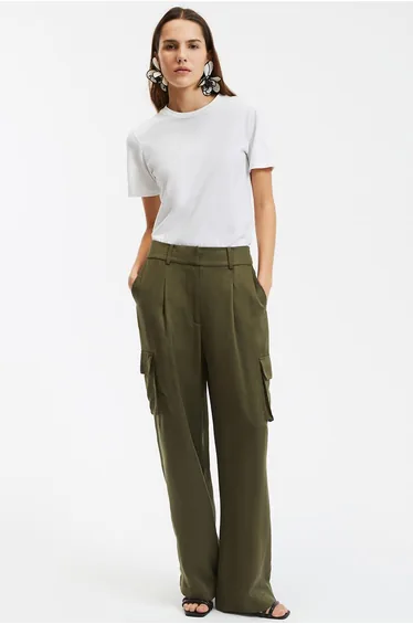 Lyocell Straight Cargo Trousers