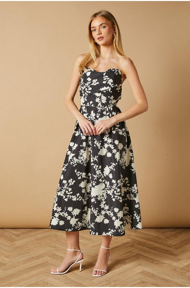 Floral Ottoman Twill Midi Dress