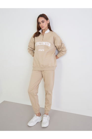 Brown Longline Sweatshirt and Joggers Co-Ords