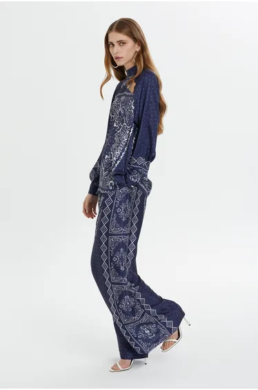 بلوزة بأكمام راجلان - كحلي