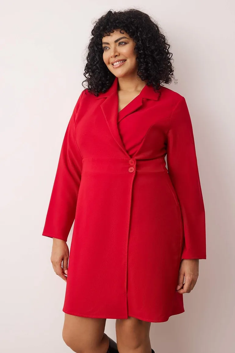 red jacket dress plus size Plus Size Danica Blazer Dress