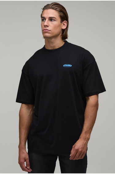 Oversized Floral Graphic Back Print T-Shirt - black