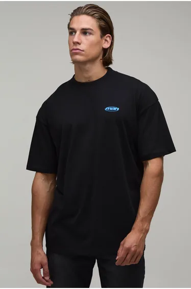 Oversized Floral Graphic Back Print T-Shirt - black