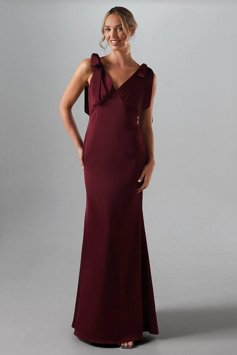 satin back crepe tie shoulder bridesmaids dress Shop Satin Back Crepe Tie Shoulder Bridesmaids Dress Online in Bahrain