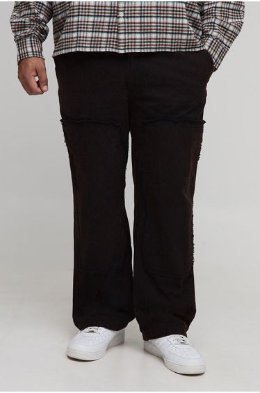 Plus Bleach Wash Relaxed Fit Carpenter Trousers - black