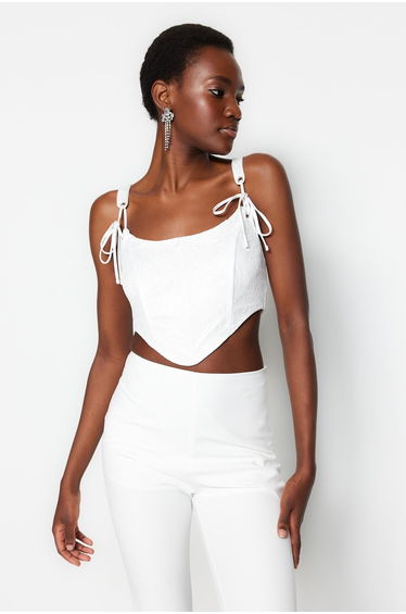 Crop Top - Ecru - Plain