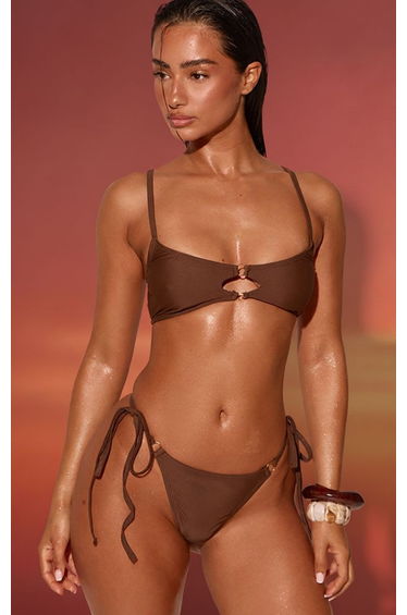 Chocolate O Ring Double Tie Back Bikini Top