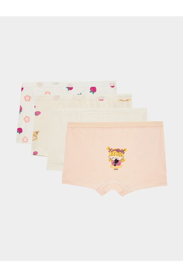 Girls Pack of 4 - Printed Briefs with Elastic Waistband