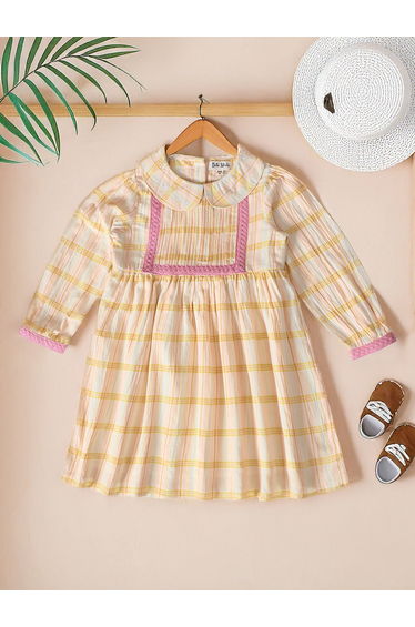 Striped Lace Detail Knee-Length Dress