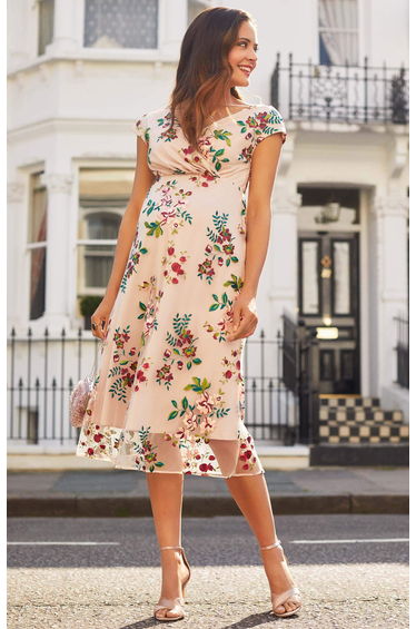 Bailey Maternity Midi Dress (Blushing Blooms)