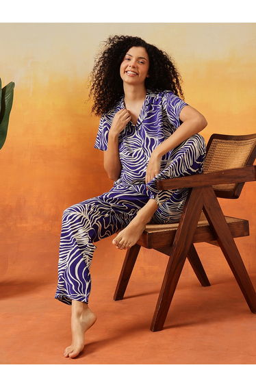 Rayon All Over Print Shirt and Pyjama Set