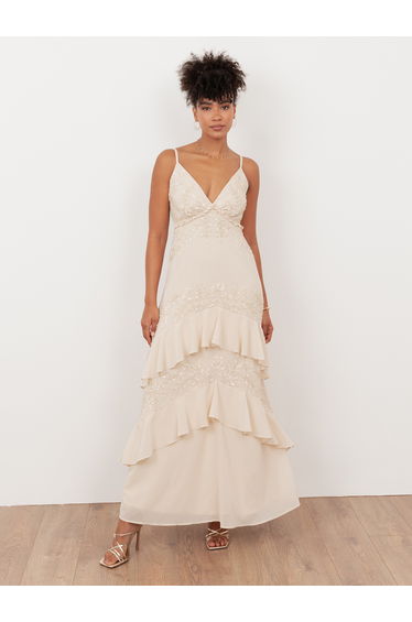 Maya Vanilla Embellished Cami Maxi Dress