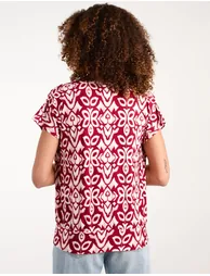 Cowl Neck Deep Hem Blouse - 3