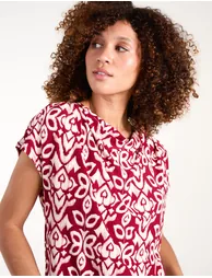 Cowl Neck Deep Hem Blouse - 2