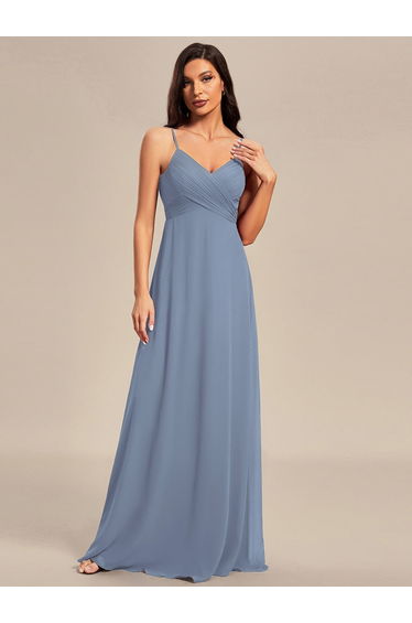 ever NOVA|Criss-Cross V-Neck Chiffon Backless A-Line Bridesmaid Dress