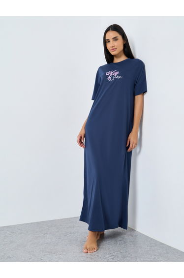 Get Up and Glow Print Sleep T-Shirt Dress