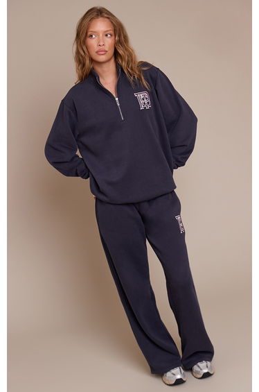 PLT Navy Cotton Fleece Straight Leg Sweatpants