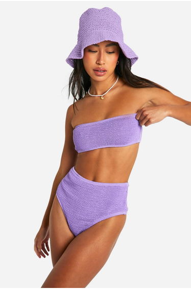 Premium Crinkle High Waisted Bikini Brief - lilac