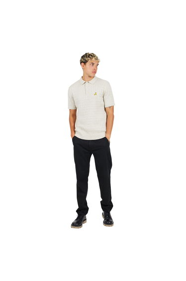 Brave Soul Mens Mysterio Knitted Polo Shirt - Ecru Marl
