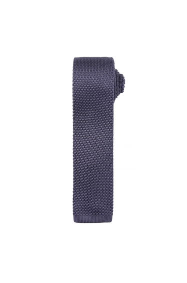 Premier Mens Slim Textured Knit Effect Tie - Steel