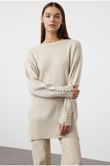 Stone Pearl Detailed Knitwear Sweater