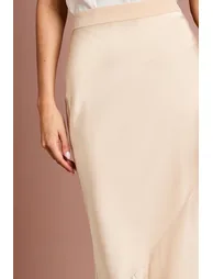 Satin Detail Fitted Skirt - 3