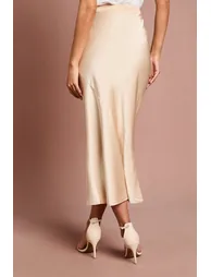 Satin Detail Fitted Skirt - 2