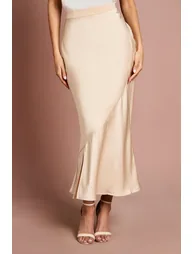 Satin Detail Fitted Skirt - 1